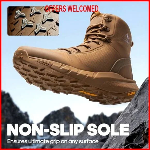 Men's Military Tactical Boots Lightweight Side Zipper Comfort Work Hiking